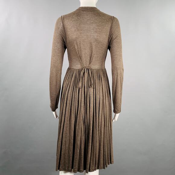 STELLA McCARTNEY Size M Brown Viscose Pleated Dress - Picture 4 of 8